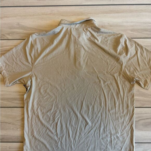Linksoul brrr Performance Micro stripe Polo Large Beige NWT - Picture 5 of 7